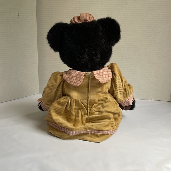SKM Entreprises black teddy bear plush with corduroy dress vintage collectable. - Picture 5 of 12